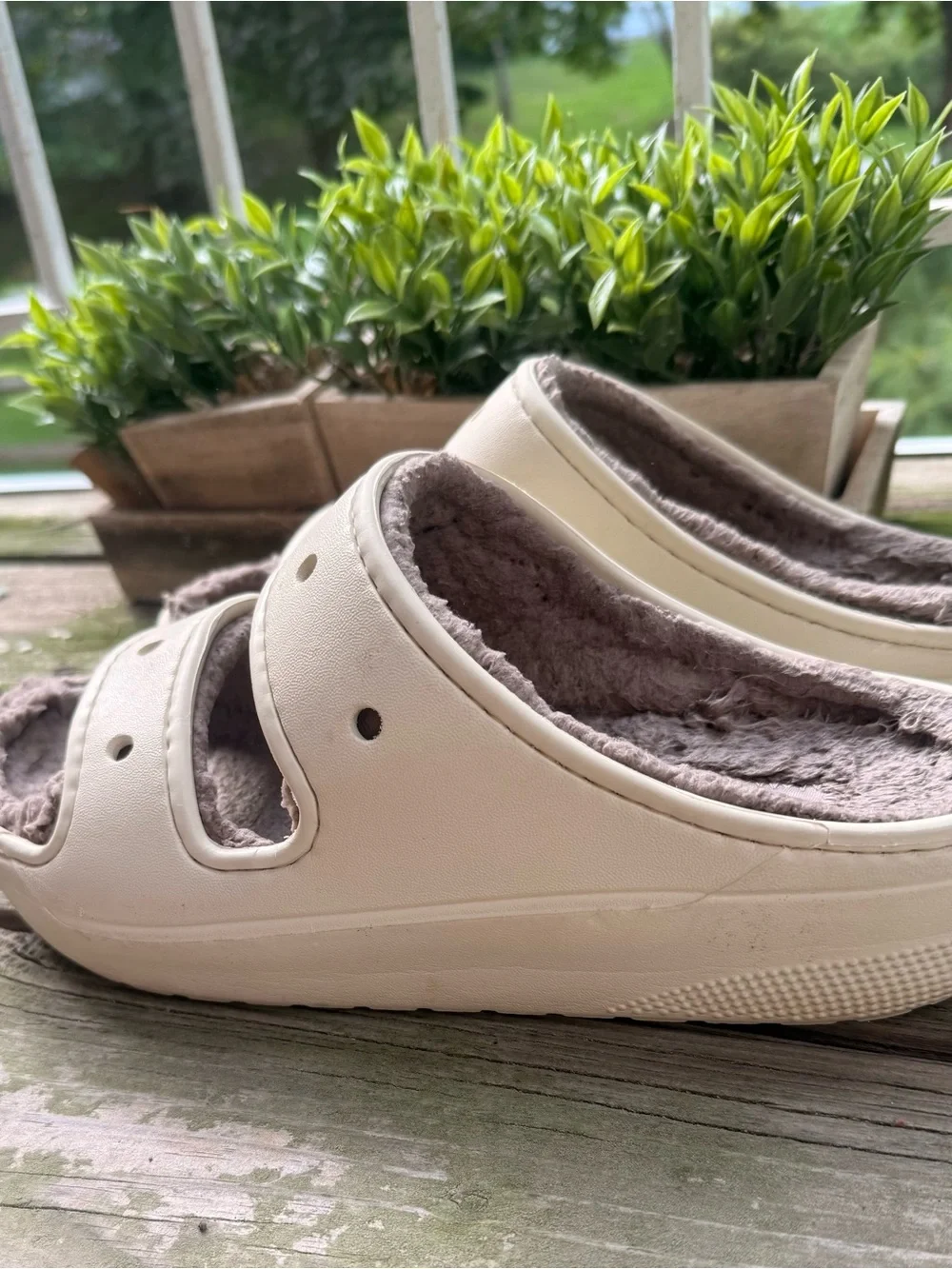 Warm Beige Crocs Slides – Size W8/M6